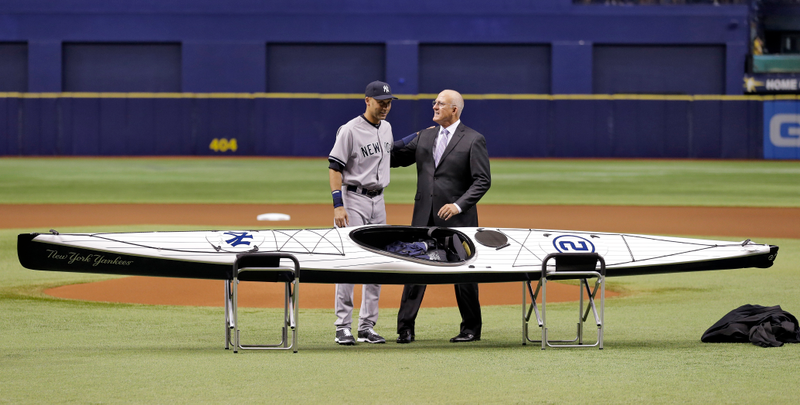 Illustration for article titled Rays Gift Derek Jeter A Kayak, Fastball To The Hand; Benches Clear